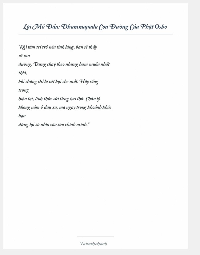 Trích đoạn Dhammapada Con Đường Của Phật Osho