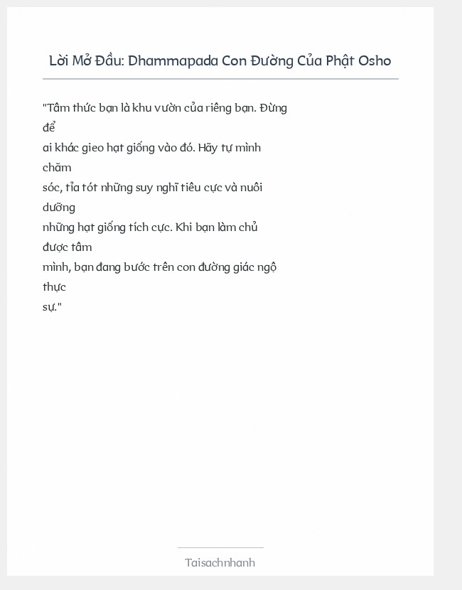 Trích đoạn Dhammapada Con Đường Của Phật Osho