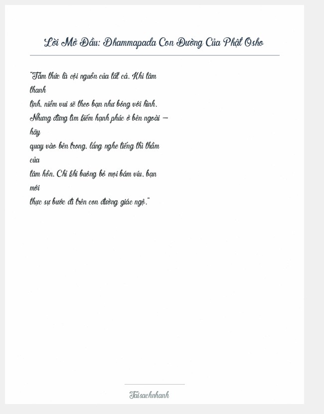 Trích đoạn Dhammapada Con Đường Của Phật Osho