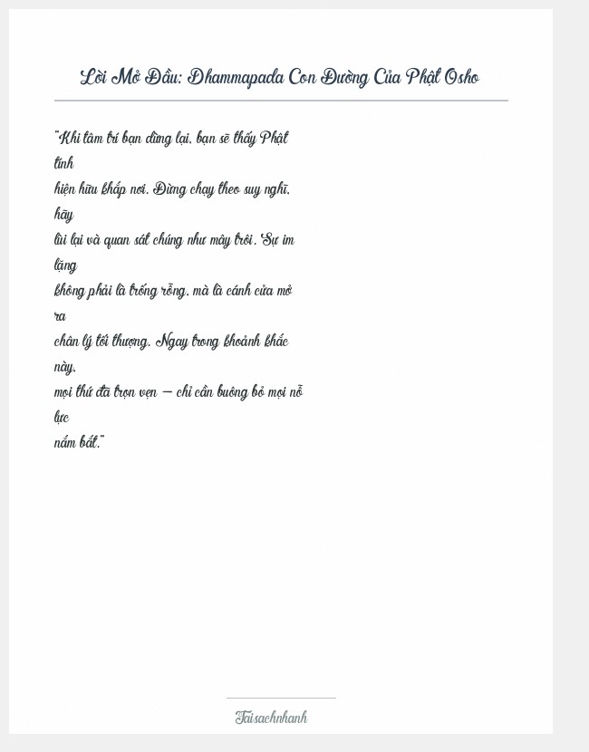 Trích đoạn Dhammapada Con Đường Của Phật Osho