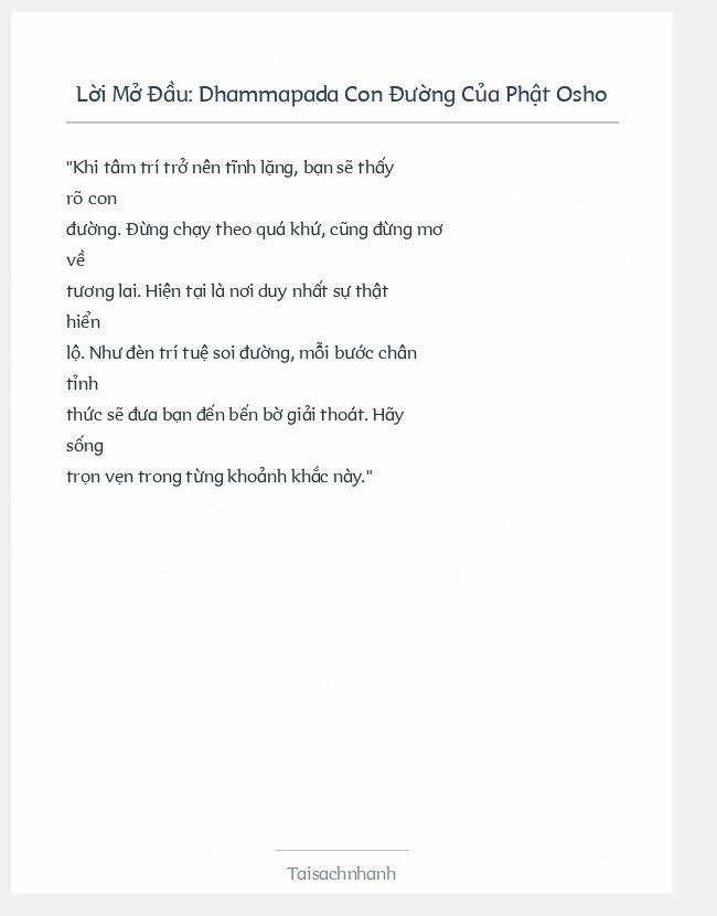 Trích đoạn Dhammapada Con Đường Của Phật Osho