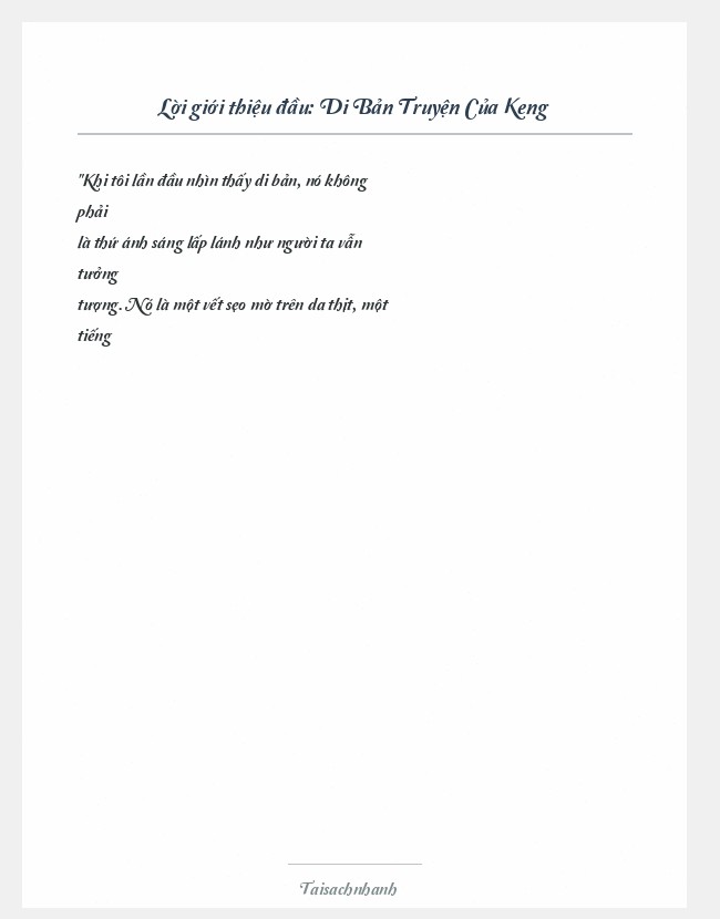 Trích đoạn Di Bản Truyện Của Keng