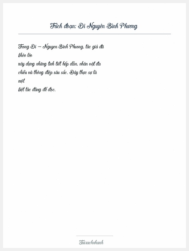 Trích đoạn Di Nguyên Bình Phương