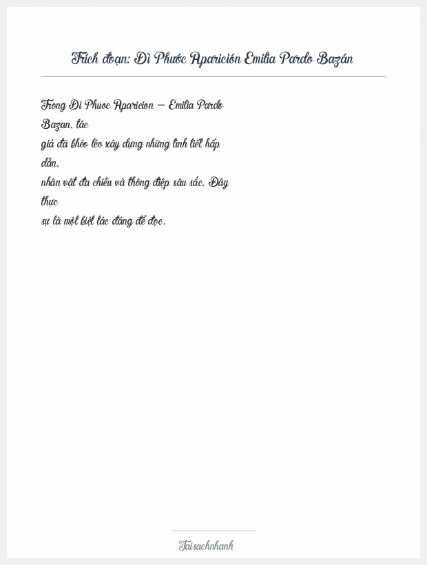 Trích đoạn Dì Phước Aparición Emilia Pardo Bazán