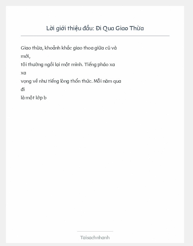 Trích đoạn Đi Qua Giao Thừa