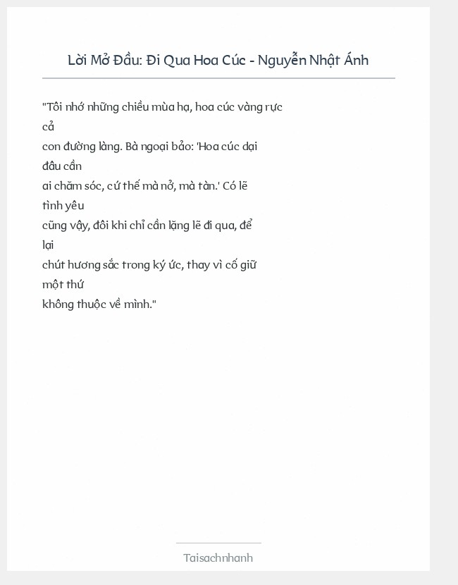 Trích đoạn Đi Qua Hoa Cúc - Nguyễn Nhật Ánh