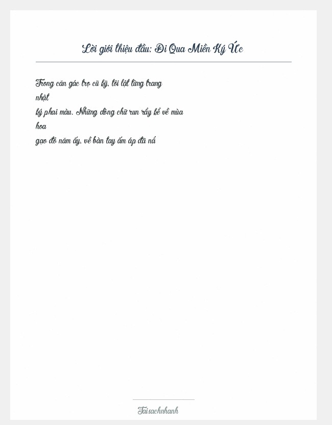 Trích đoạn Đi Qua Miền Ký Ức