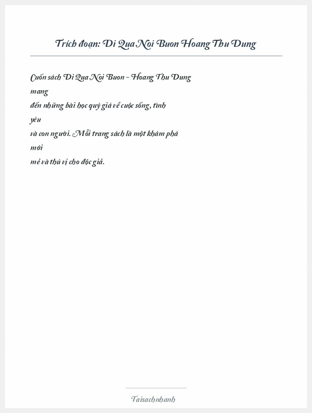 Trích đoạn Di Qua Noi Buon Hoang Thu Dung