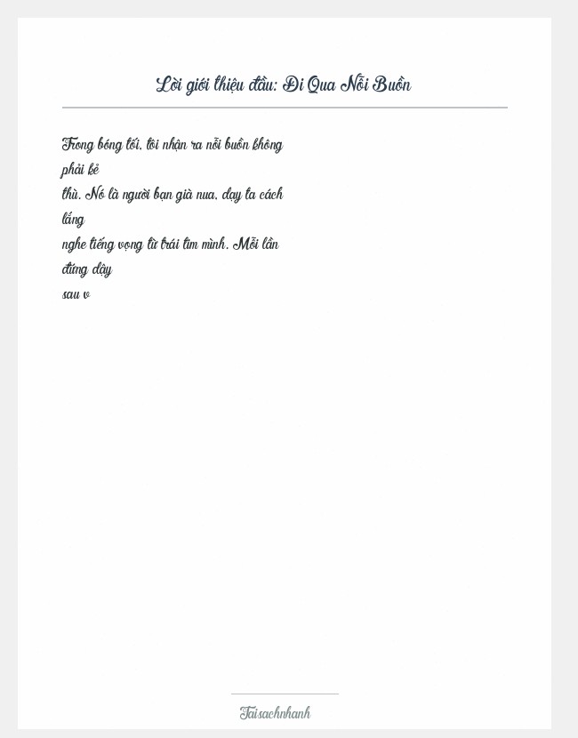 Trích đoạn Đi Qua Nỗi Buồn