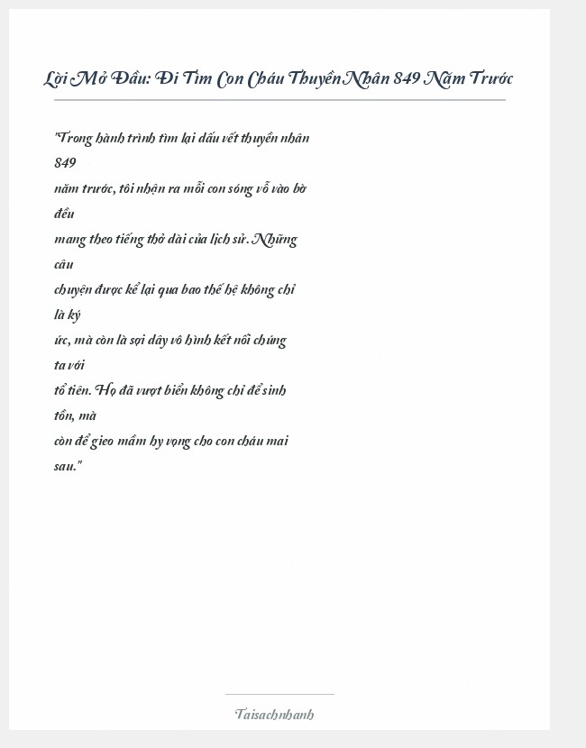 Trích đoạn Đi Tìm Con Cháu Thuyền Nhân 849 Năm Trước