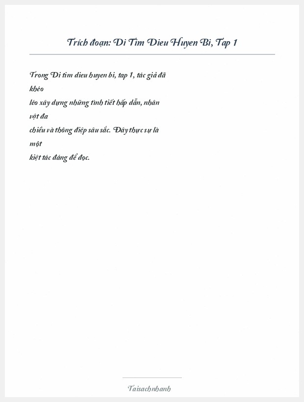 Trích đoạn Di Tim Dieu Huyen Bi, Tap 1
