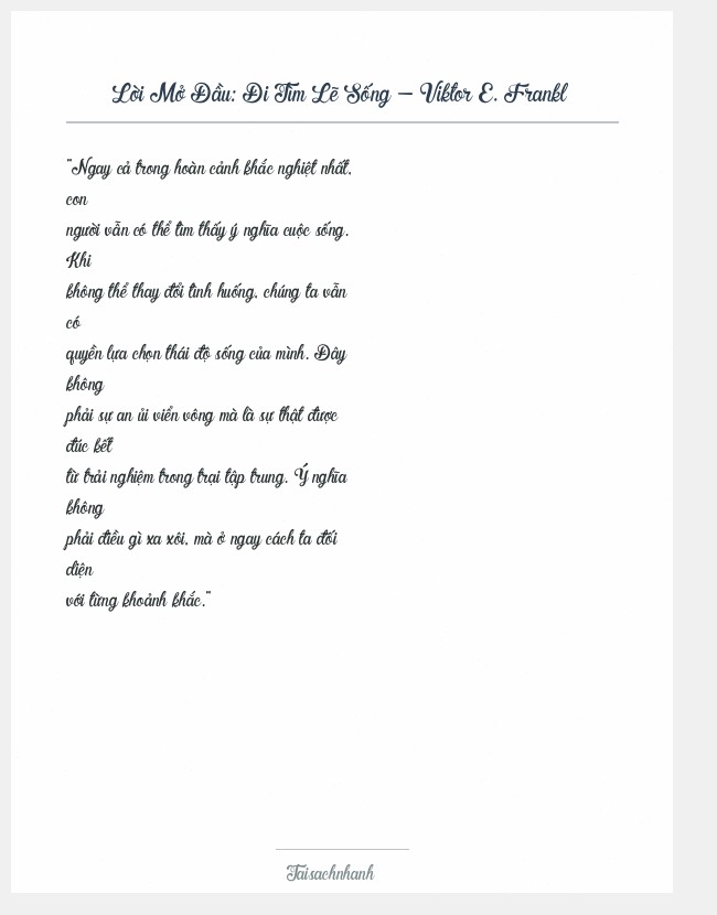 Trích đoạn Đi Tìm Lẽ Sống - Viktor E. Frankl