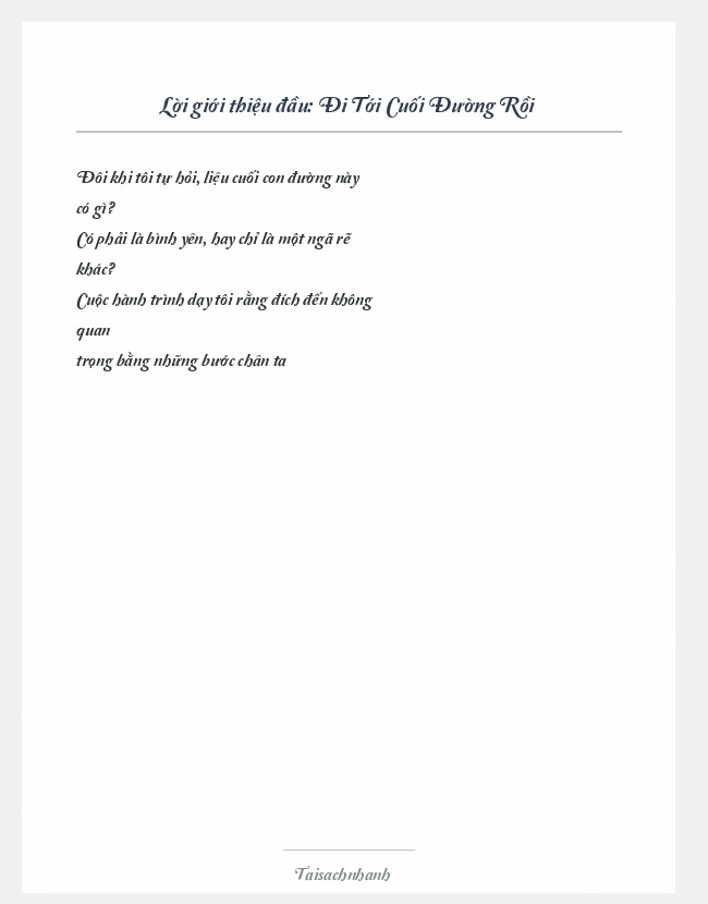 Trích đoạn Đi Tới Cuối Đường Rồi