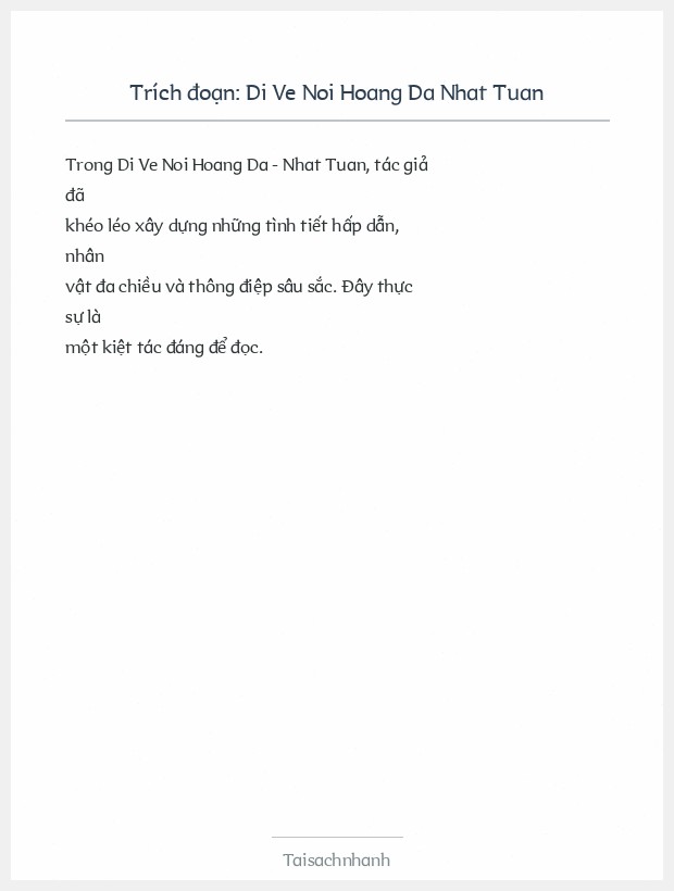 Trích đoạn Di Ve Noi Hoang Da Nhat Tuan