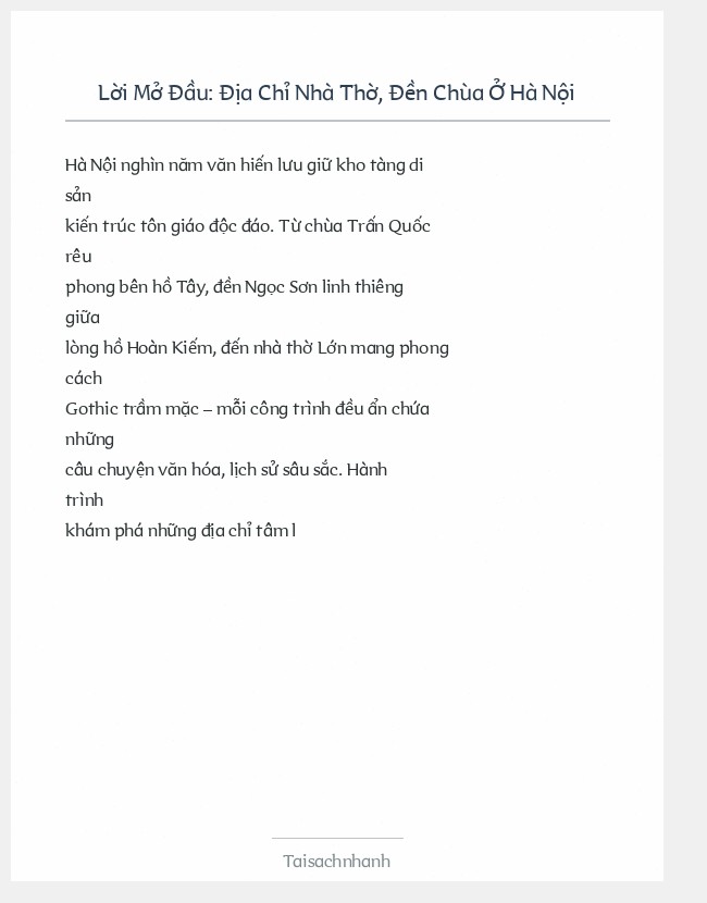 Trích đoạn Địa Chỉ Nhà Thờ, Đền Chùa Ở Hà Nội