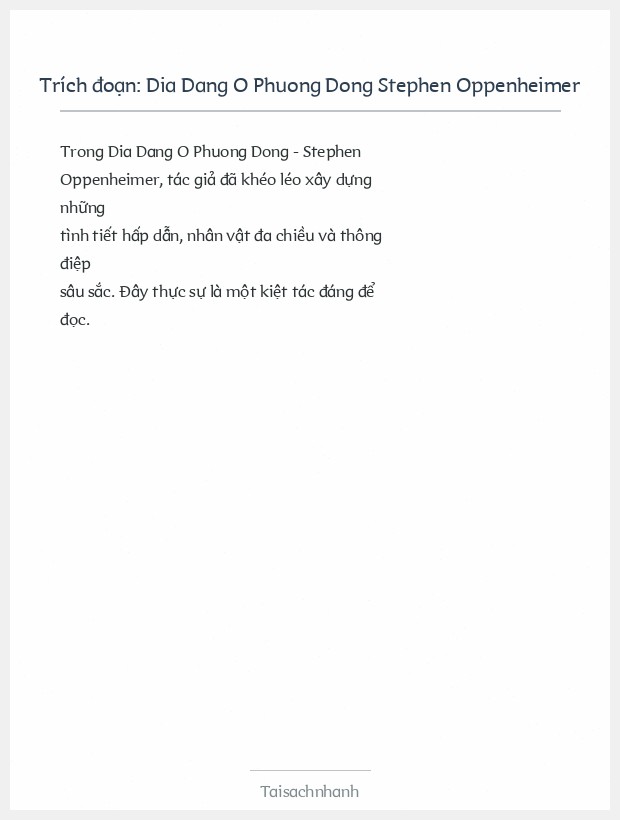 Trích đoạn Dia Dang O Phuong Dong Stephen Oppenheimer