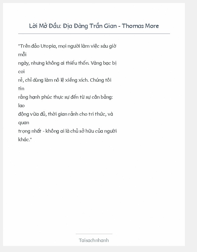 Trích đoạn Địa Đàng Trần Gian - Thomas More