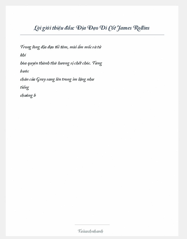 Trích đoạn Địa Đạo Di Cốt James Rollins