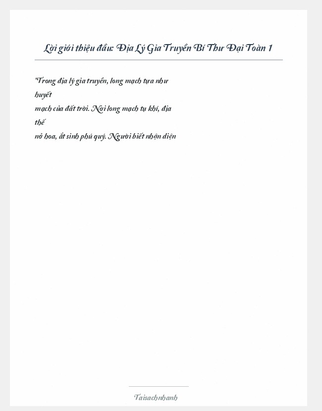 Trích đoạn Địa Lý Gia Truyền Bí Thư Đại Toàn 1