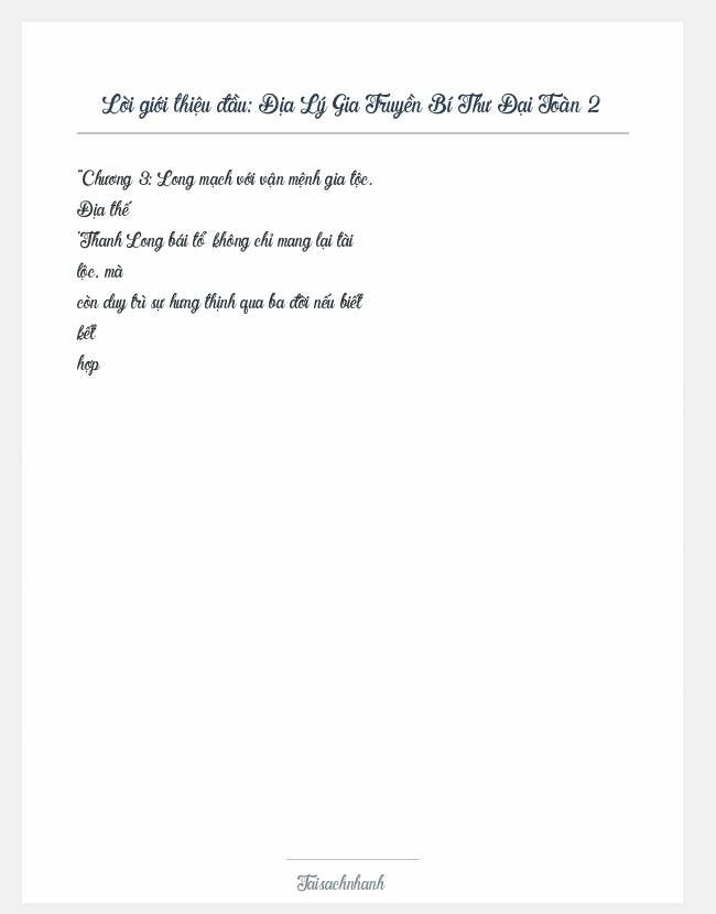 Trích đoạn Địa Lý Gia Truyền Bí Thư Đại Toàn 2