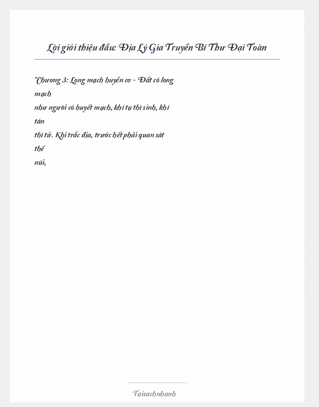 Trích đoạn Địa Lý Gia Truyền Bí Thư Đại Toàn