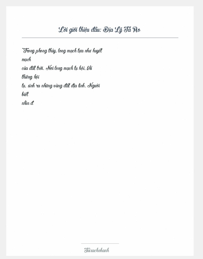 Trích đoạn Địa Lý Tả Ao