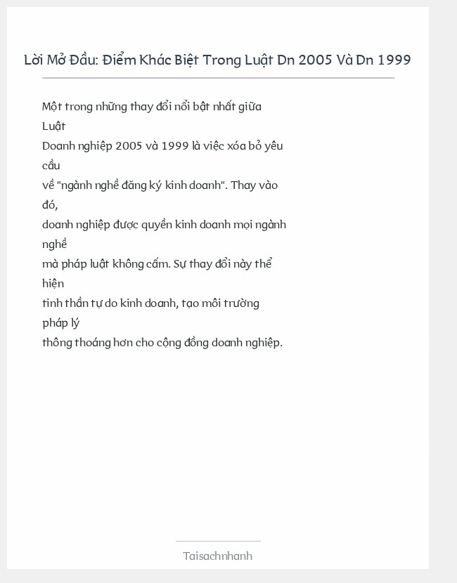 Trích đoạn Điểm Khác Biệt Trong Luật Dn 2005 Và Dn 1999