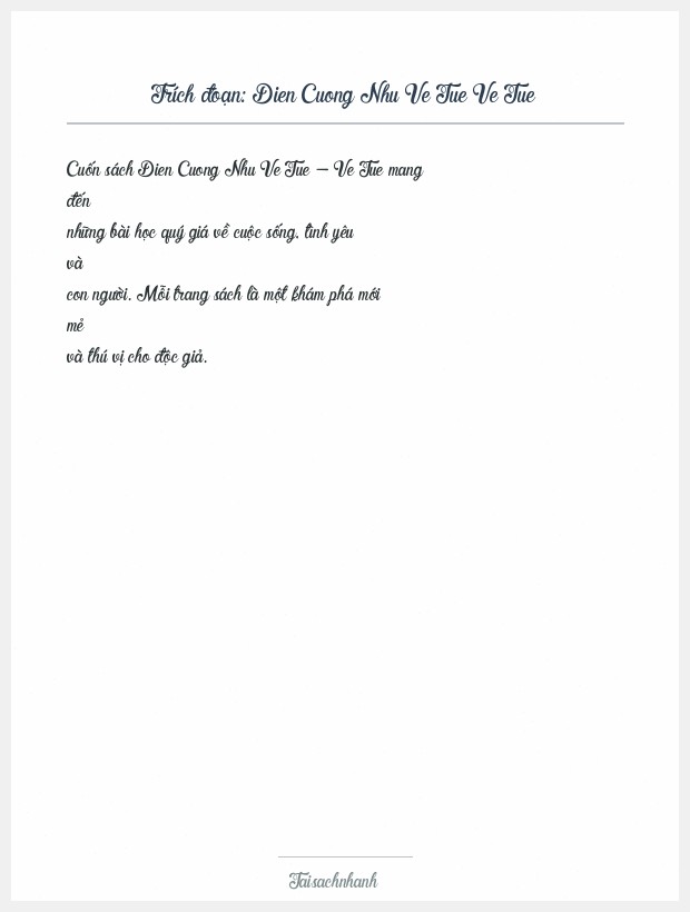 Trích đoạn Dien Cuong Nhu Ve Tue Ve Tue