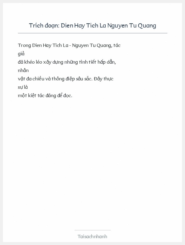 Trích đoạn Dien Hay Tich La Nguyen Tu Quang