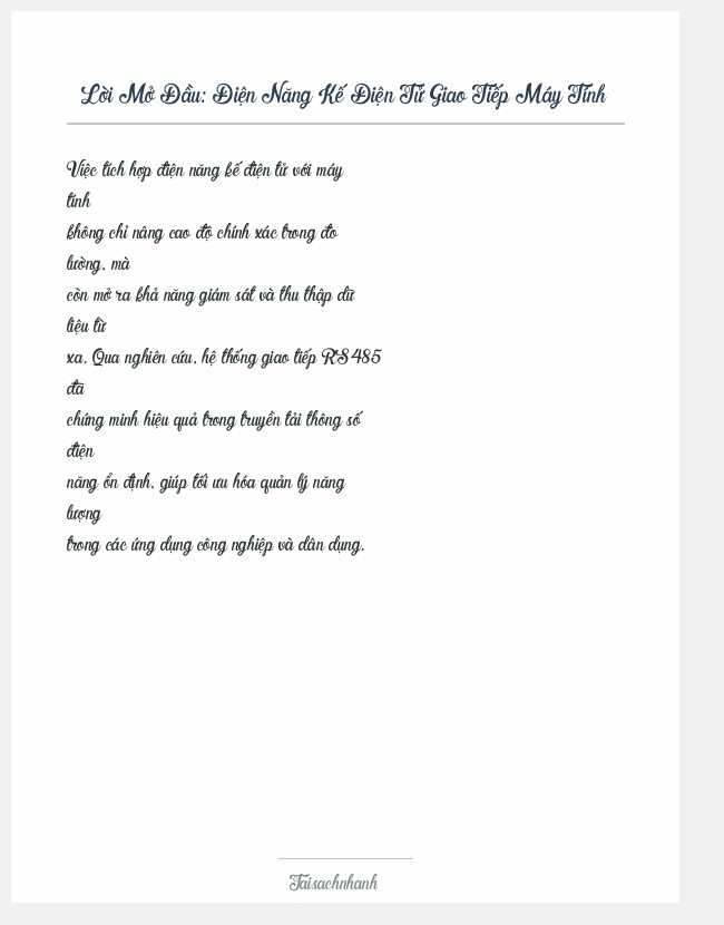Trích đoạn Điện Năng Kế Điện Tử Giao Tiếp Máy Tính