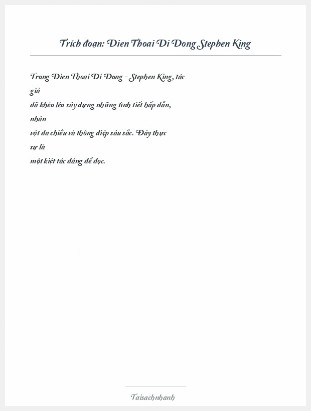 Trích đoạn Dien Thoai Di Dong Stephen King