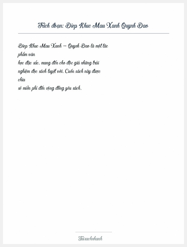 Trích đoạn Diep Khuc Mau Xanh Quynh Dao