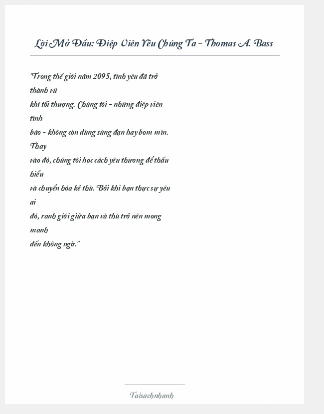 Trích đoạn Điệp Viên Yêu Chúng Ta - Thomas A. Bass