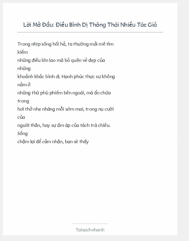 Trích đoạn Điều Bình Dị Thông Thái Nhiều Tác Giả