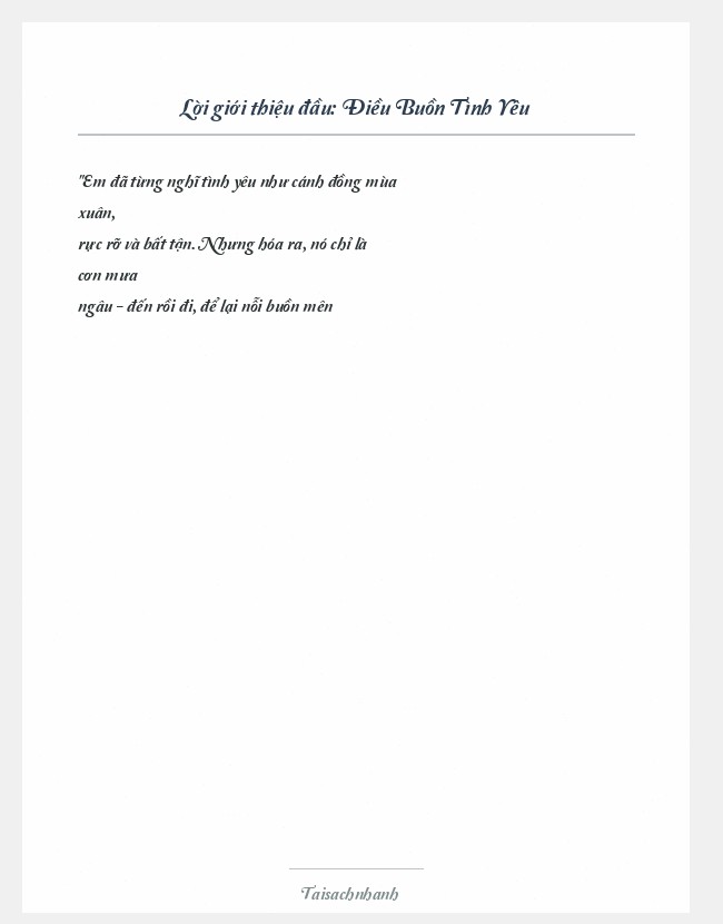 Trích đoạn Điều Buồn Tình Yêu