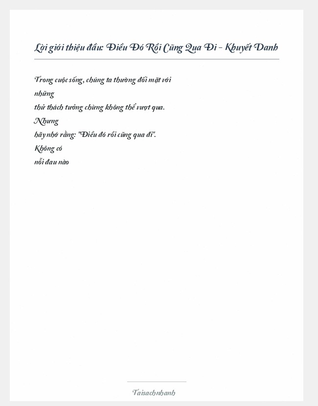 Trích đoạn Điều Đó Rồi Cũng Qua Đi - Khuyết Danh