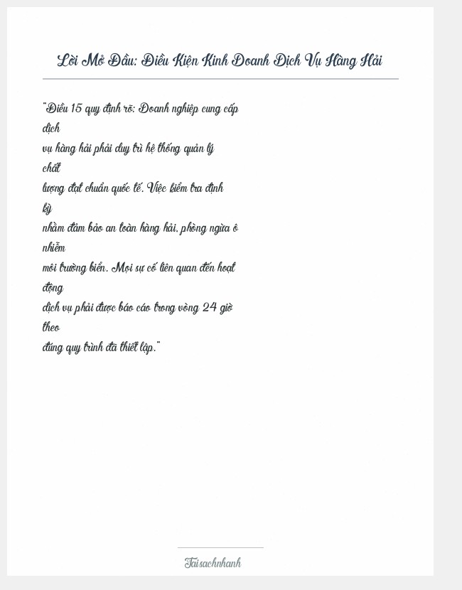 Trích đoạn Điều Kiện Kinh Doanh Dịch Vụ Hàng Hải