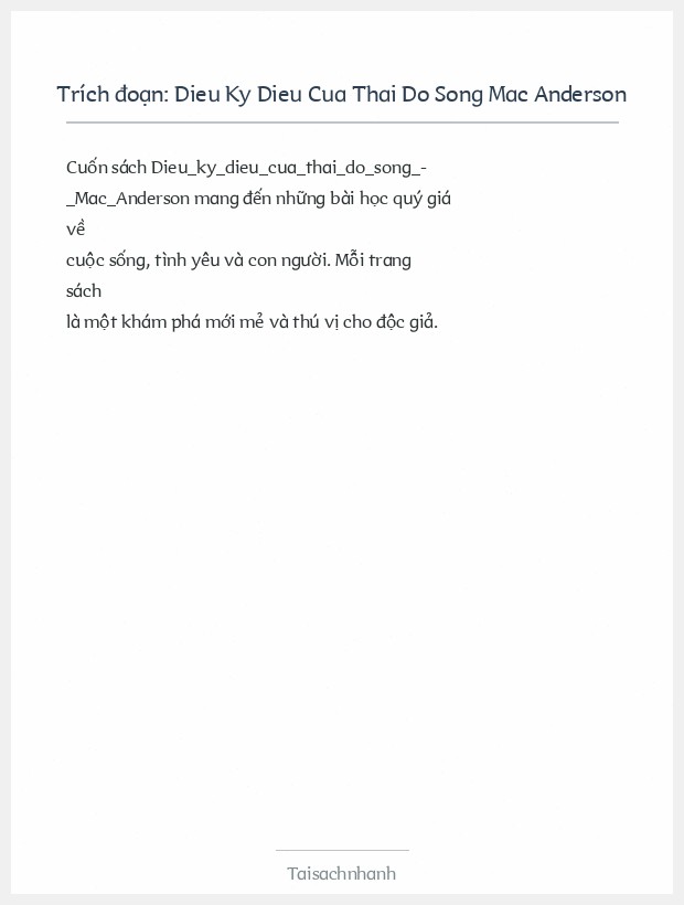 Trích đoạn Dieu Ky Dieu Cua Thai Do Song Mac Anderson