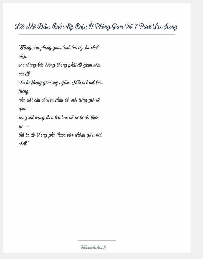 Trích đoạn Điều Kỳ Diệu Ở Phòng Giam Số 7 Park Lee Jeong
