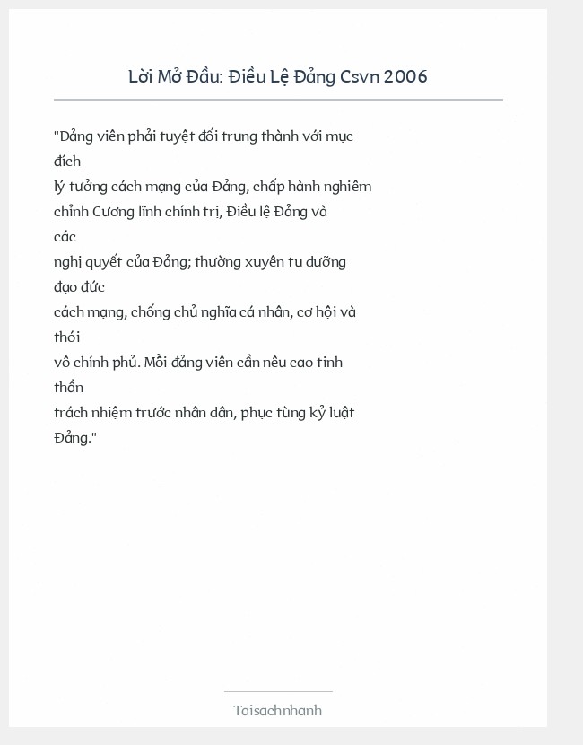 Trích đoạn Điều Lệ Đảng Csvn 2006