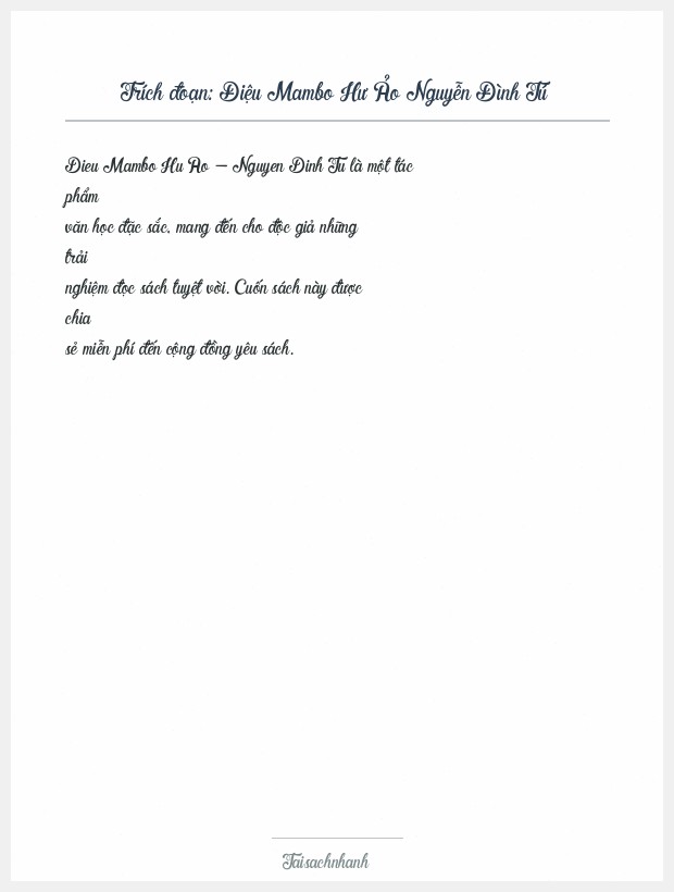 Trích đoạn Điệu Mambo Hư Ảo Nguyễn Đình Tú