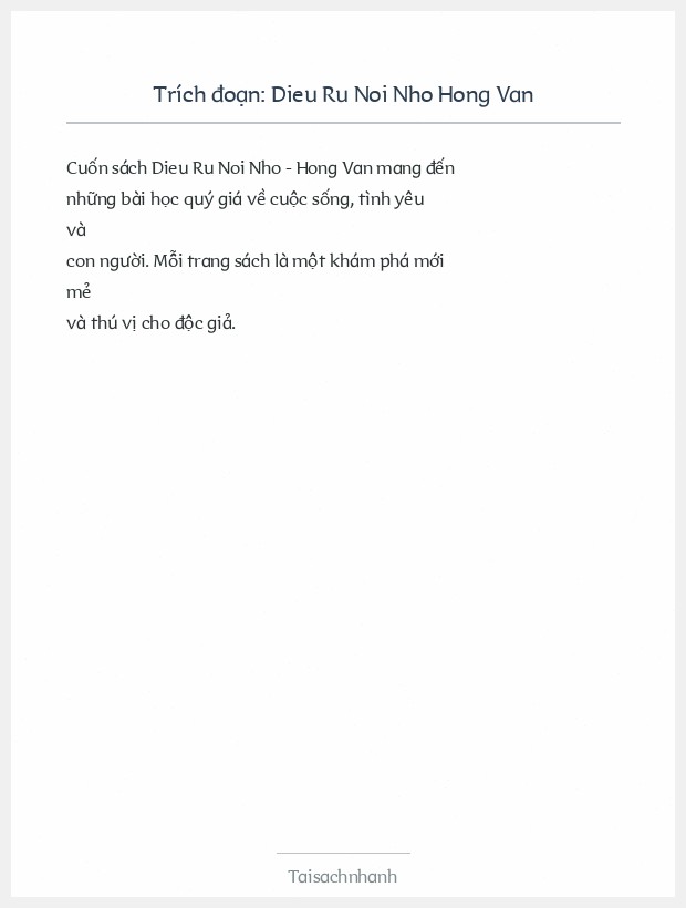 Trích đoạn Dieu Ru Noi Nho Hong Van