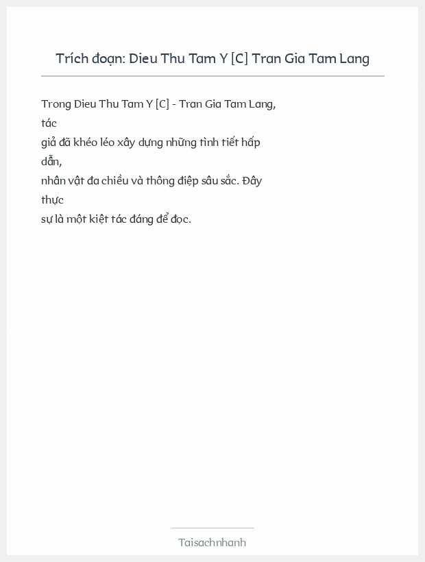 Trích đoạn Dieu Thu Tam Y [C] Tran Gia Tam Lang