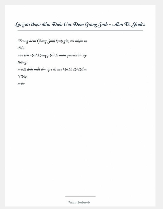 Trích đoạn Điều Ước Đêm Giáng Sinh - Alan D. Shultz