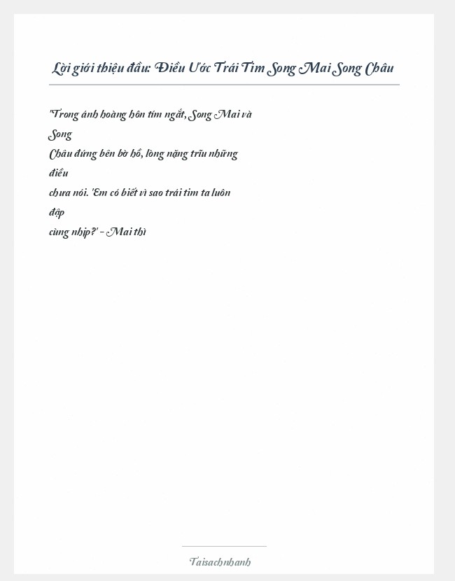 Trích đoạn Điều Ước Trái Tim Song Mai Song Châu