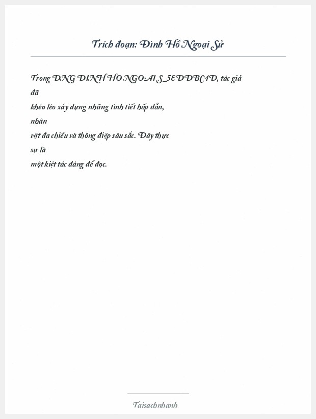 Trích đoạn Đình Hồ Ngoại Sử