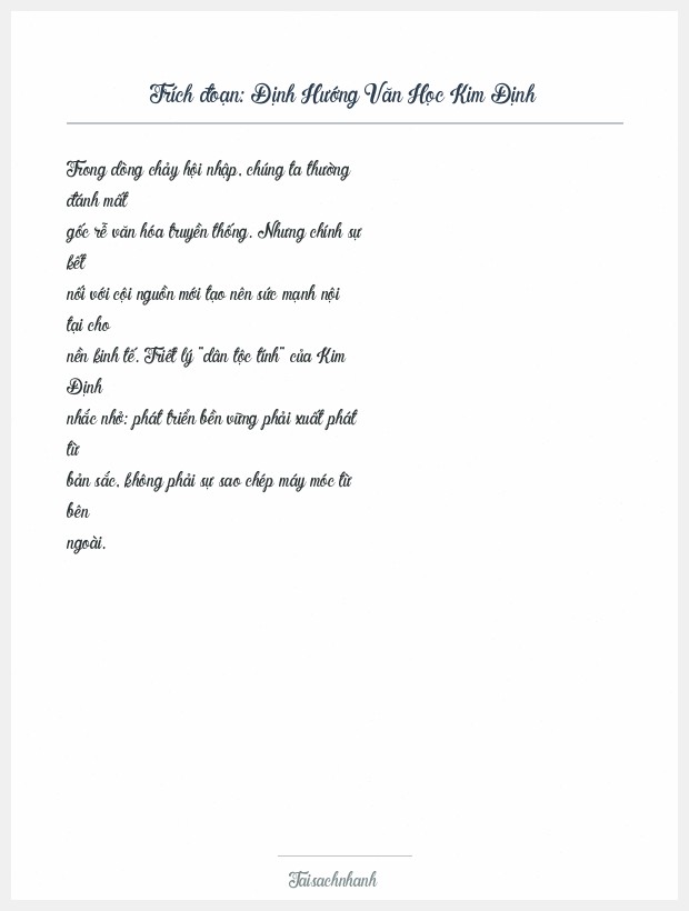 Trích đoạn Định Hướng Văn Học Kim Định