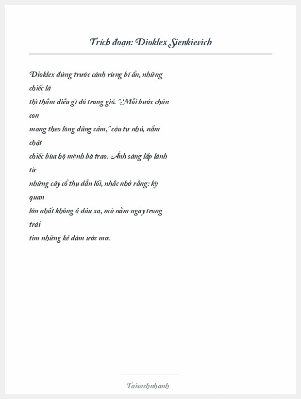 Trích đoạn Dioklex Sienkievich