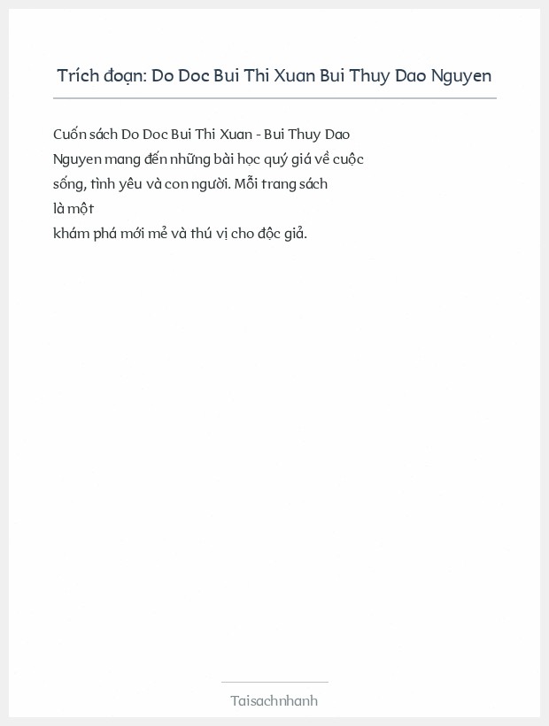 Trích đoạn Do Doc Bui Thi Xuan Bui Thuy Dao Nguyen
