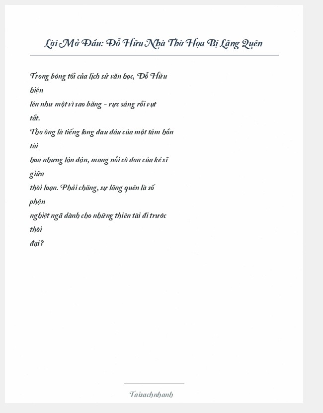 Trích đoạn Đỗ Hữu Nhà Thờ Họa Bị Lãng Quên